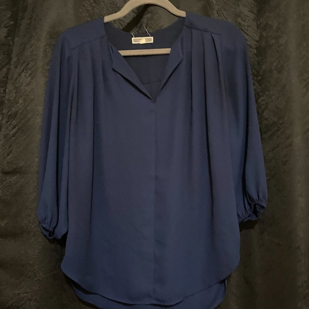Long Sleeve Navy Blouse